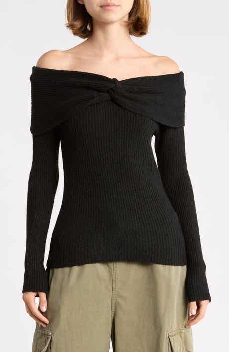 Twisted Front Off the Shoulder Sweater