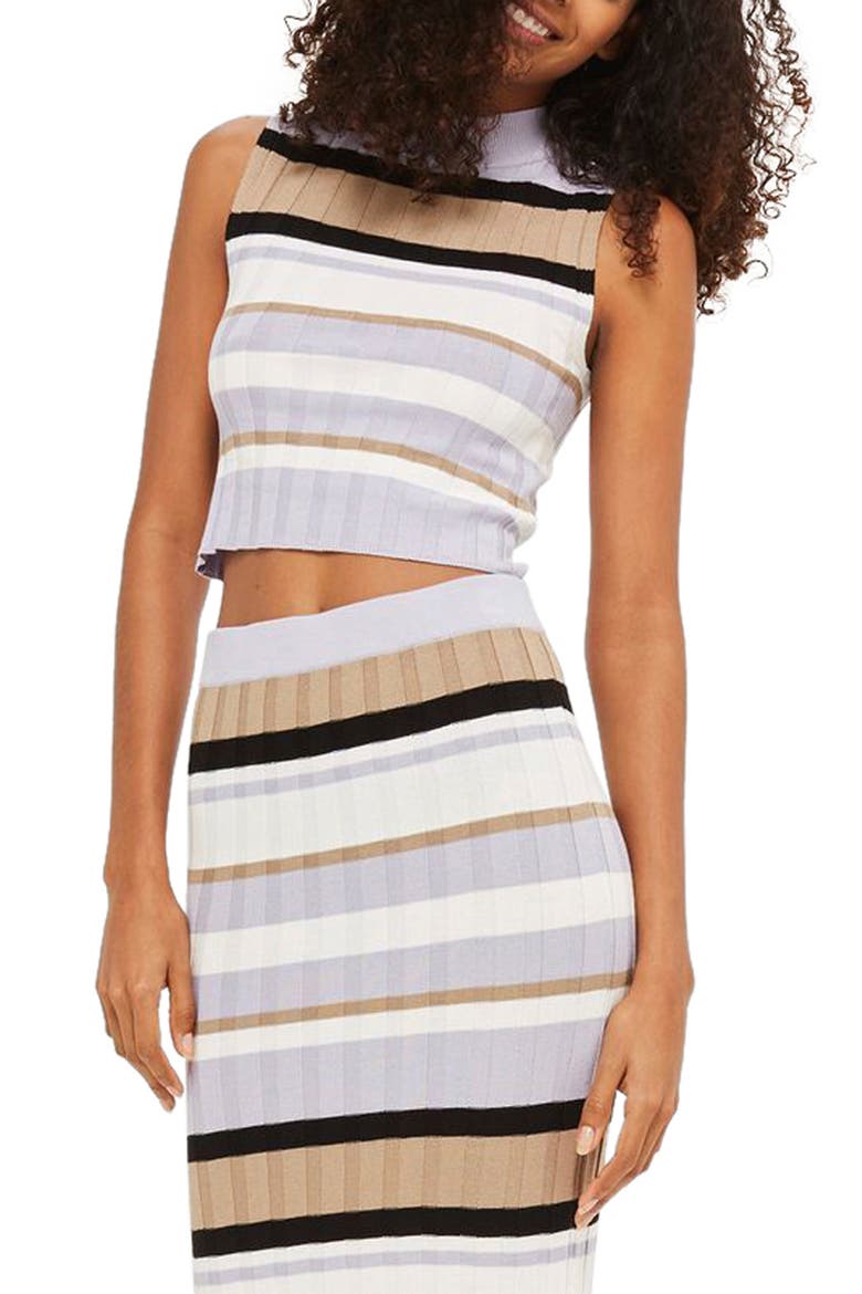 Stripe Knit Midi Skirt, Main, color, BLACK MULTI