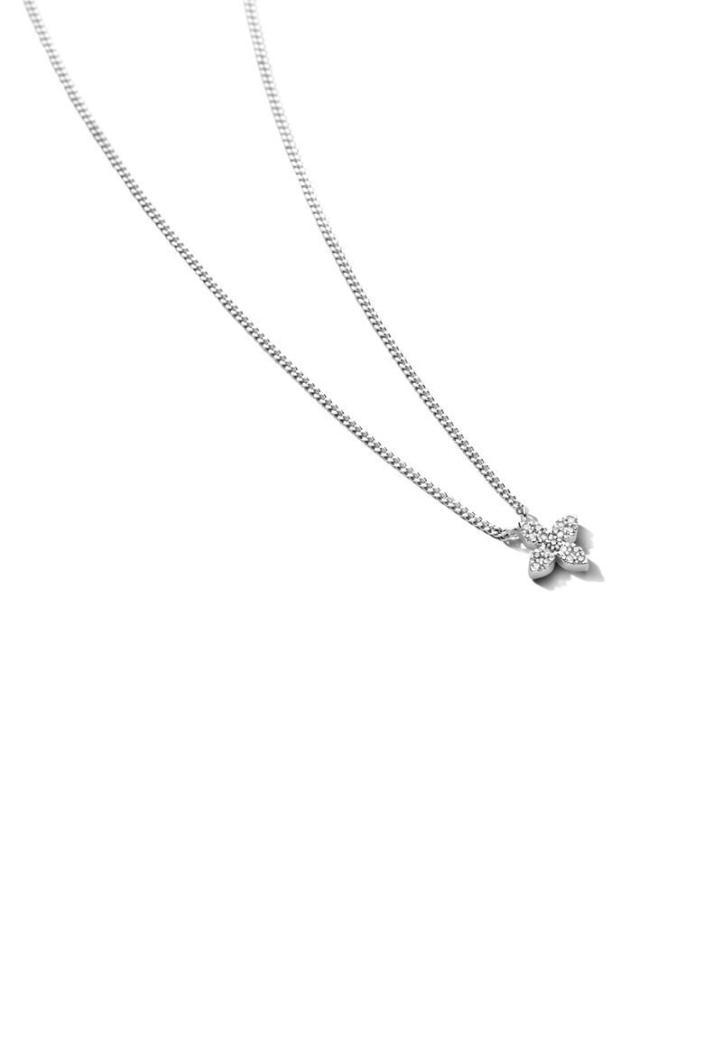 Little Flower Diamond Necklace |  17 natural diamonds | 925 Sterling Silver | Necklace | 15 - 16.5 in | White Rhodium, Alternate, color, White Rhodium