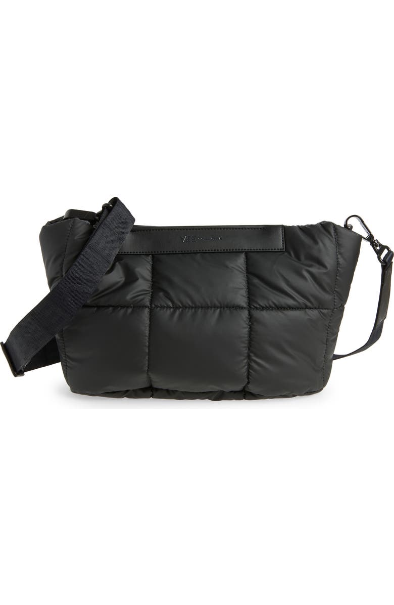 VeeCollective Porter Basque Quilted Recycled Nylon Clutch, Main, color, Matte Black