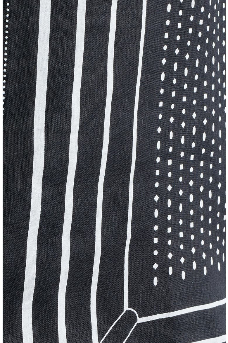 Arena Relaxed Fit Geo Print Linen Camp Shirt, Alternate, color, BLACK-WHITE