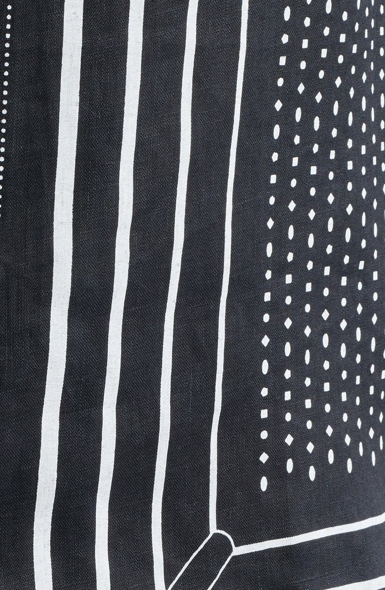 Reigning Champ Arena Relaxed Fit Geo Print Linen Camp Shirt, Alternate, color, Black-White