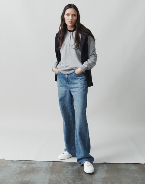 Navygrey The Loopback / Henley Sweater In Slate Grey