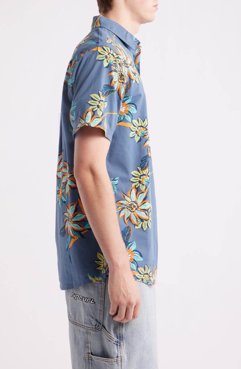 Rip Curl Sessions Short Sleeve Button-Up Shirt, Alternate, color, Bluefin