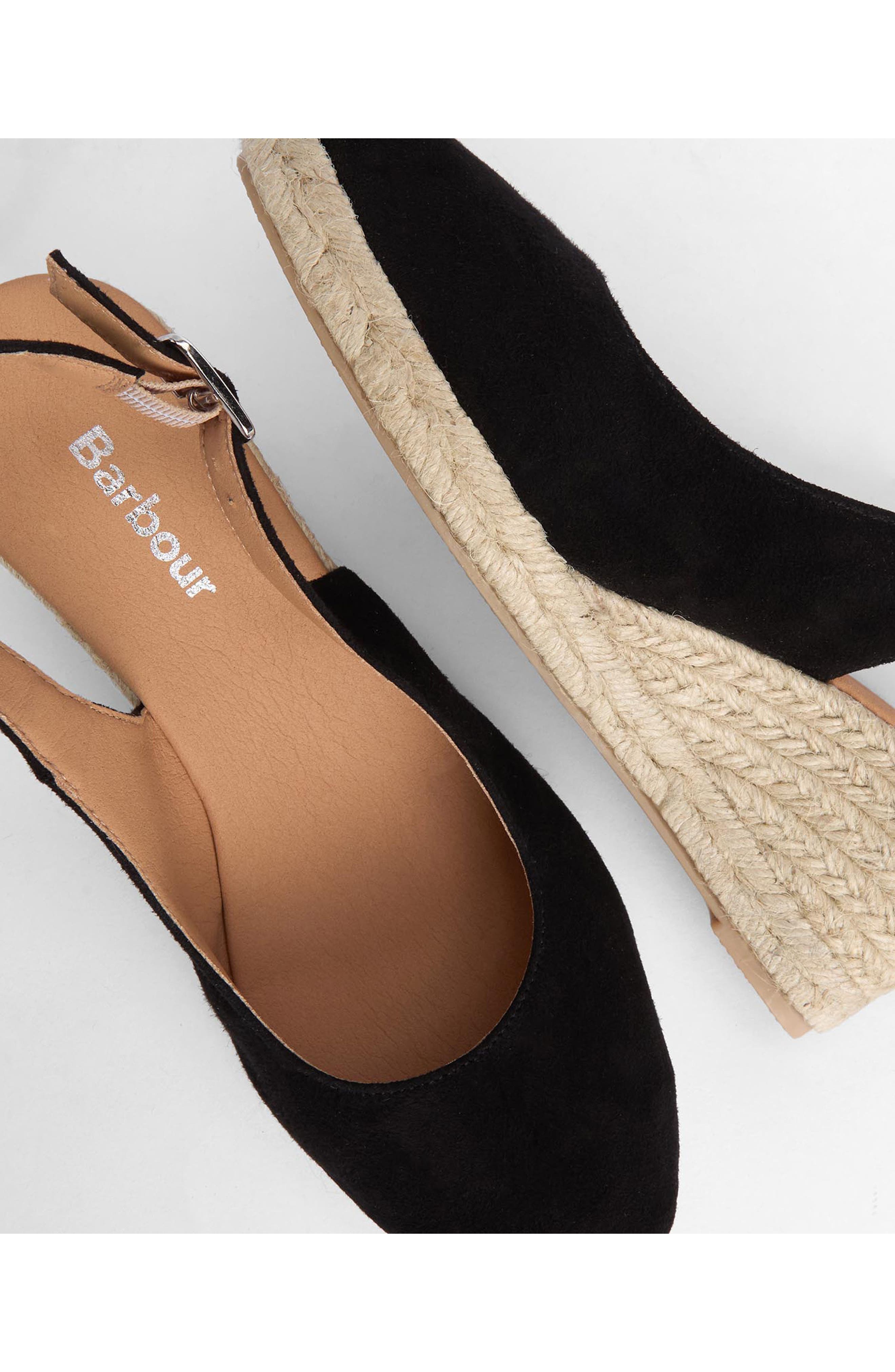 Barbour Hazel Slingback Espadrille Wedge Sandal, Alternate, color, Black Suede