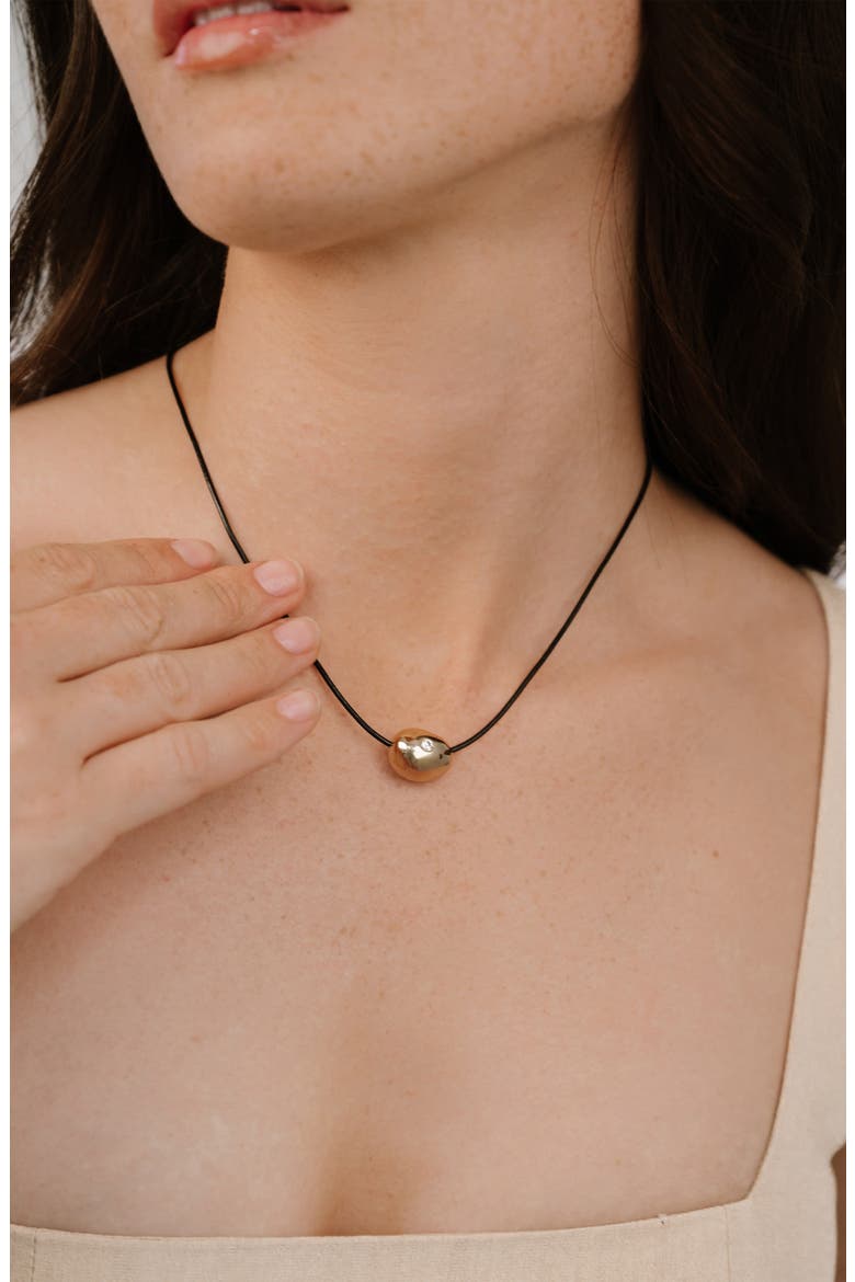 Pebble Bead Leather Necklace, Alternate, color, GOLD