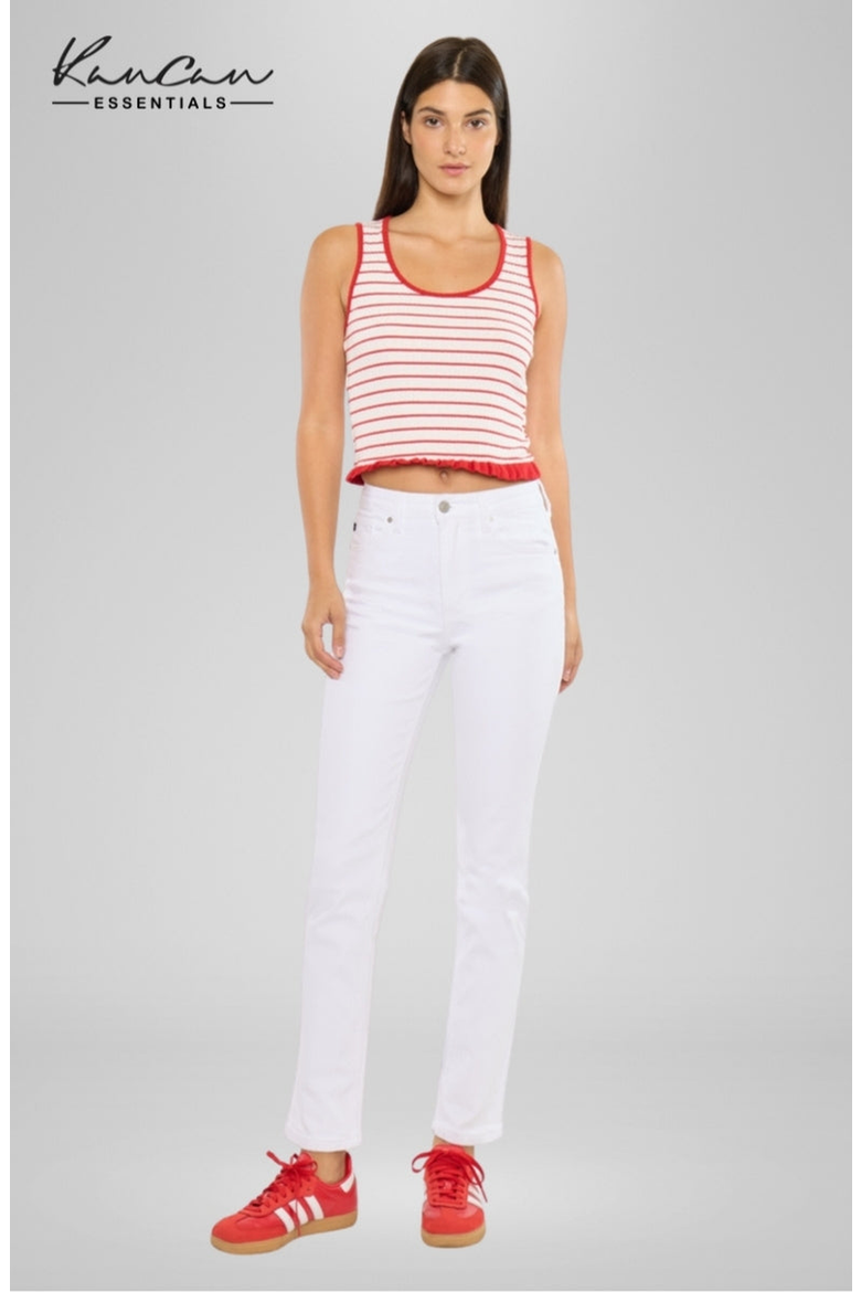 Piper Essentials High Rise Slim Straight Leg Jeans, Main, color, White