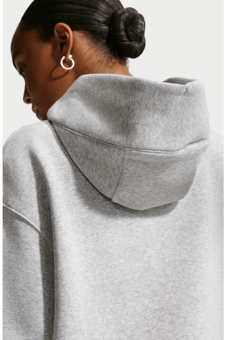 Oversize Brushed Cotton Blend Fleece Hoodie, Alternate, color, 043 PLATINUM/HEATHER/CORAL