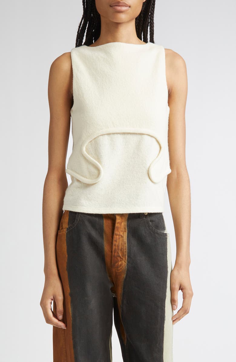 Eckhaus Latta Pallas Boiled Wool & Cotton Tank, Main, color, Moon