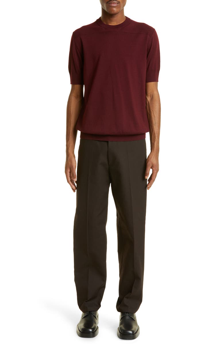 Jil Sander Superfine Merino Wool Short Sleeve Sweater, Alternate, color,