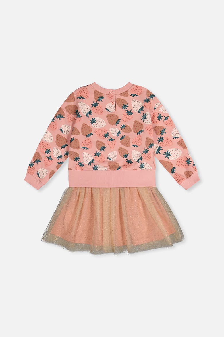 Frosted Strawberry Bi-Material Dress, Alternate, color, Pink Strawberry Print