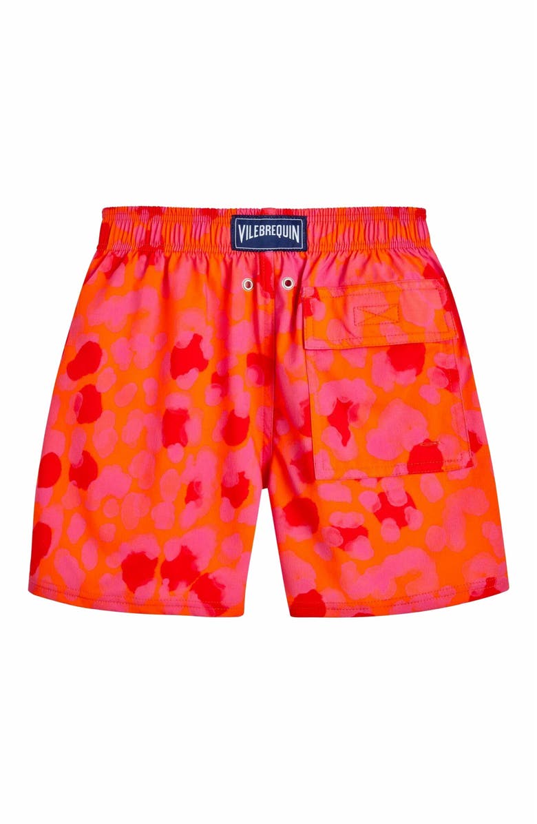 Vilebrequin Kids' New Leopard Stretch Swim Trunks, Alternate, color, Abricot