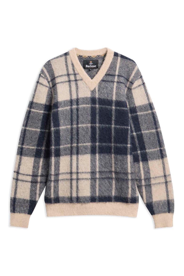 Hunham Tartan V-Neck Sweater, Alternate, color, STONE