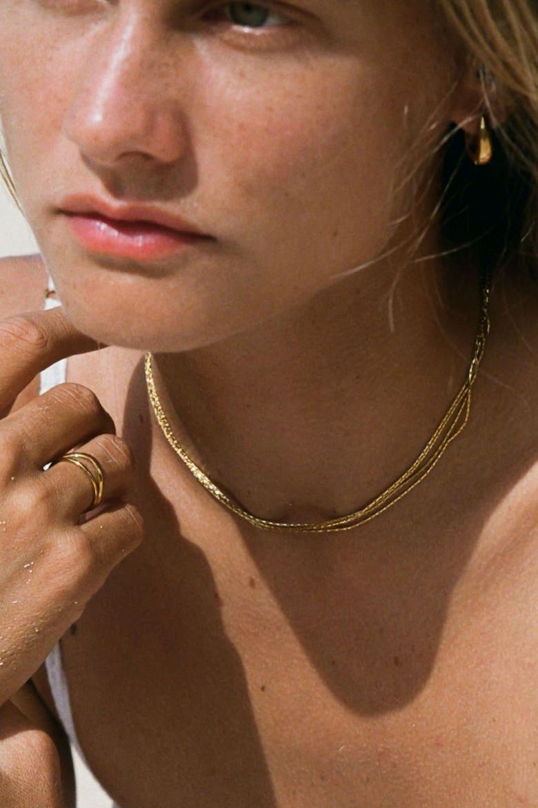 Riviera Layered Choker, Alternate, color, Gold
