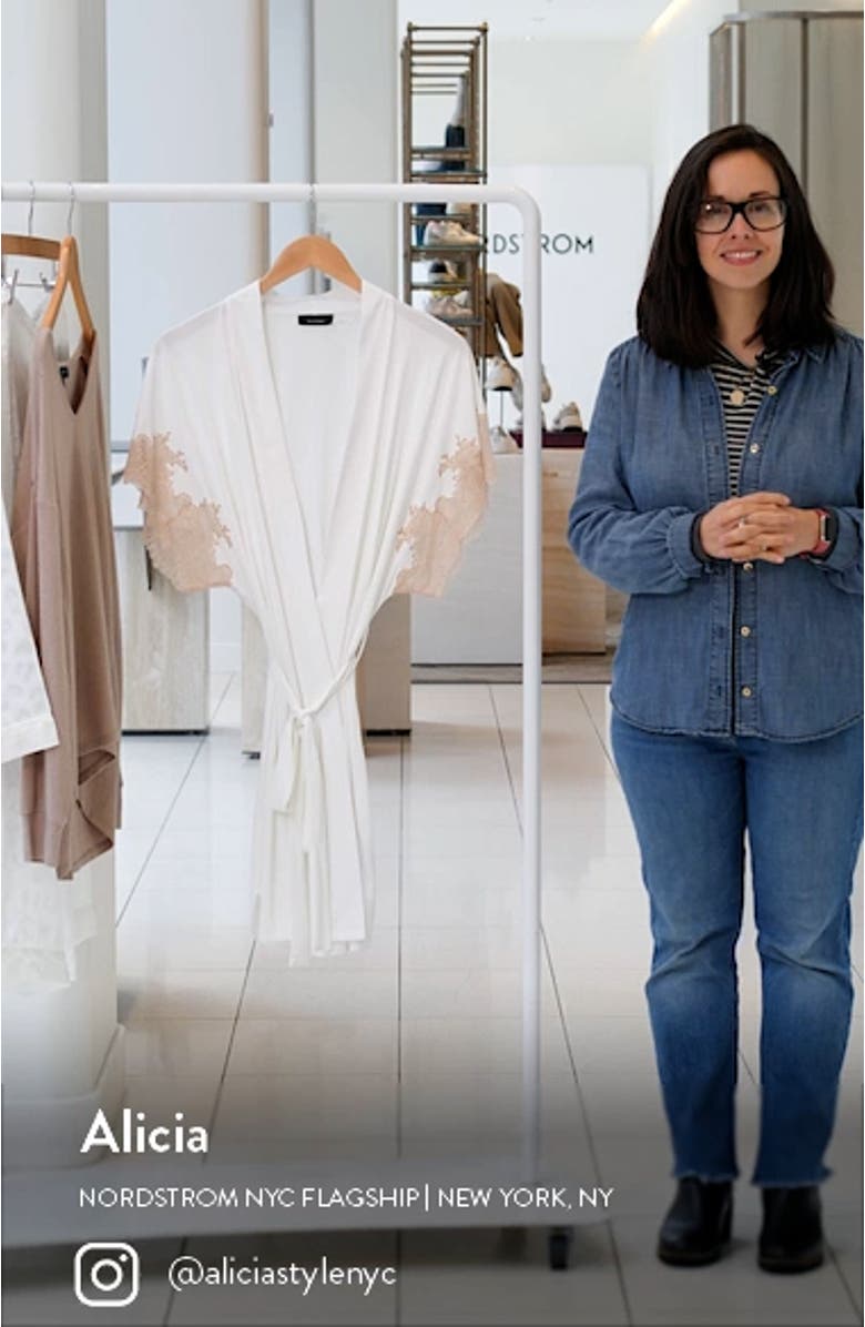 Thalia Lace Appliqué Short Sleeve Robe, sales video thumbnail