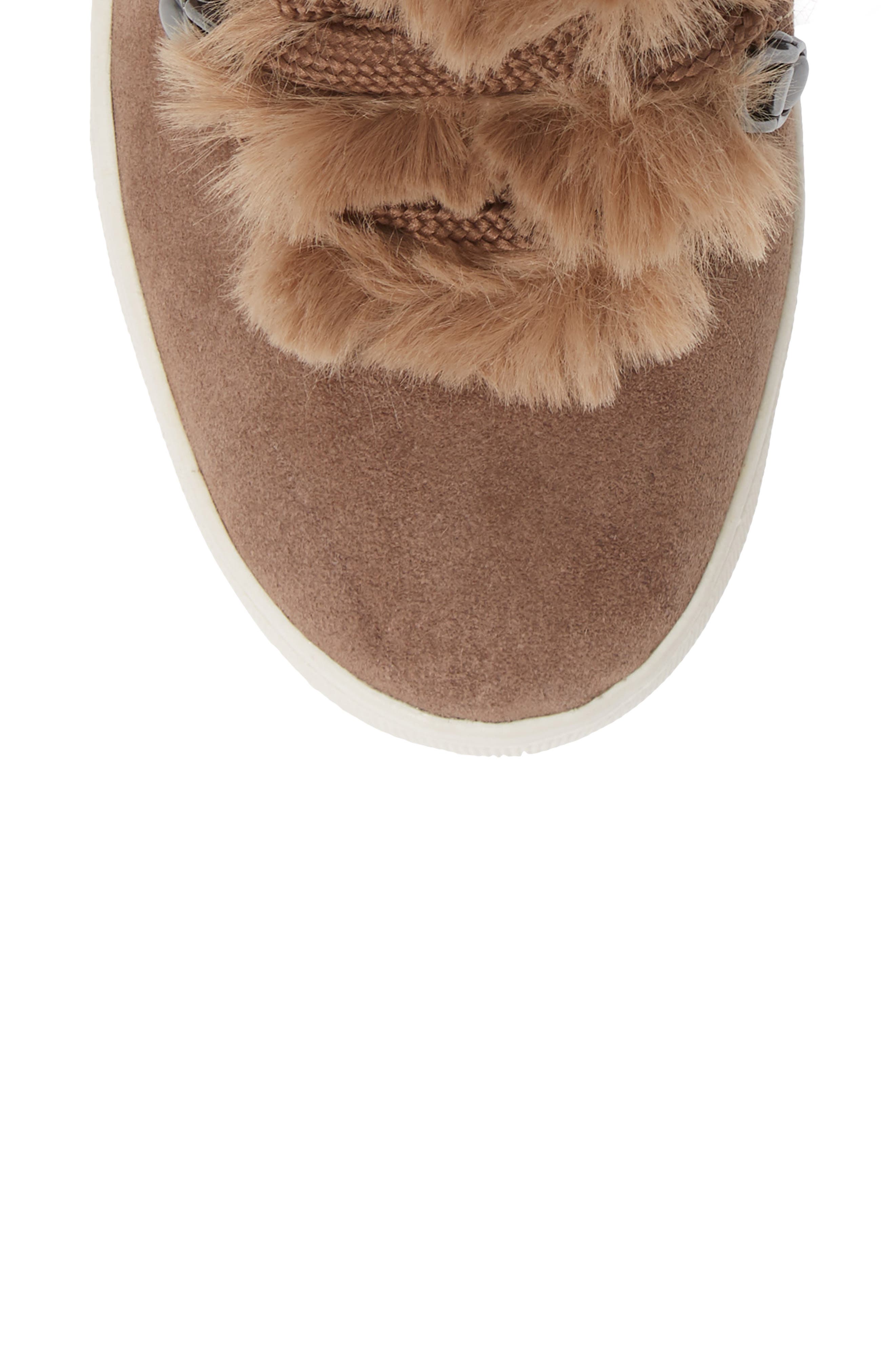 Whitney Faux Fur Trim High Top Sneaker, Alternate, color, TAUPE SUEDE