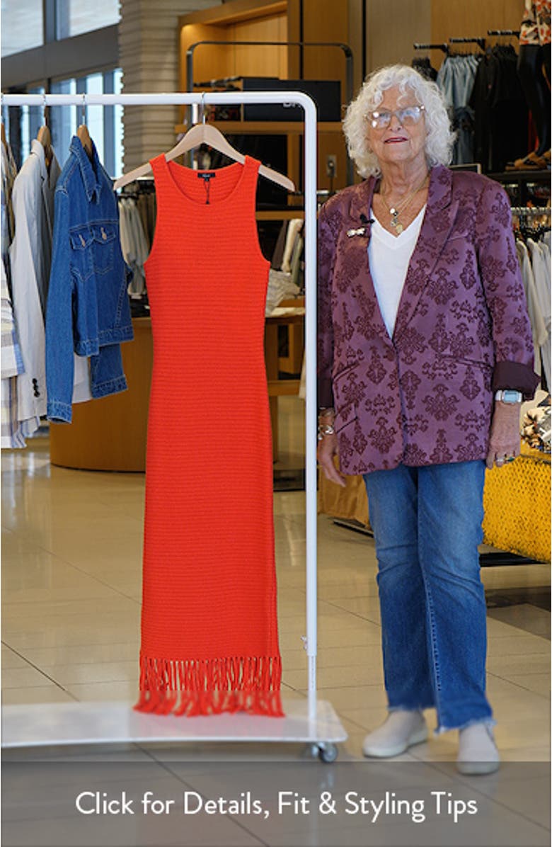 Nia Fringe Hem Sleeveless Cotton Blend Sweater Midi Dress, sales video thumbnail