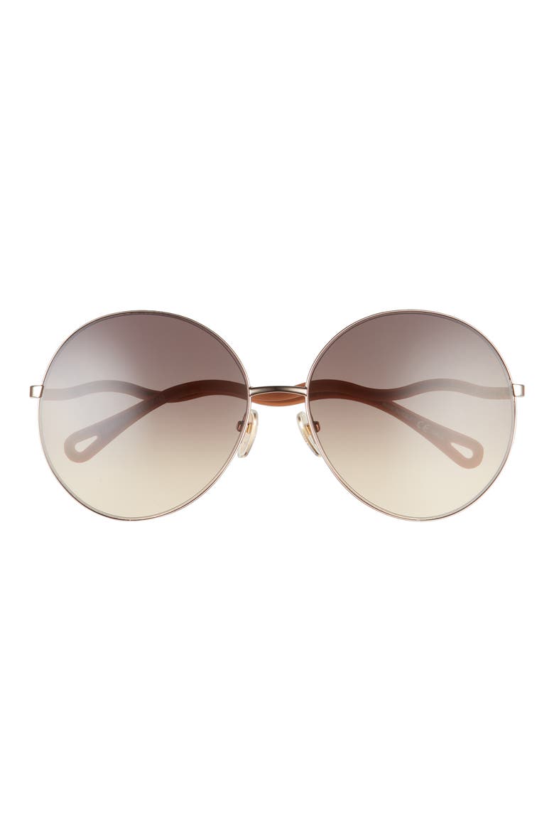 62mm Round Sunglasses, Main, color, BEIGE