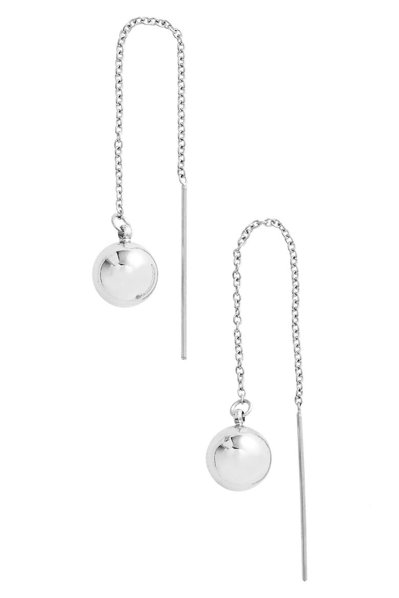 Threader Earrings, Main, color, SILVER