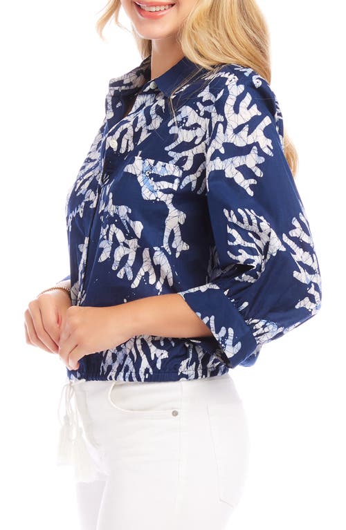 Karen Kane Tassel Tie Waist Shirt In Navy