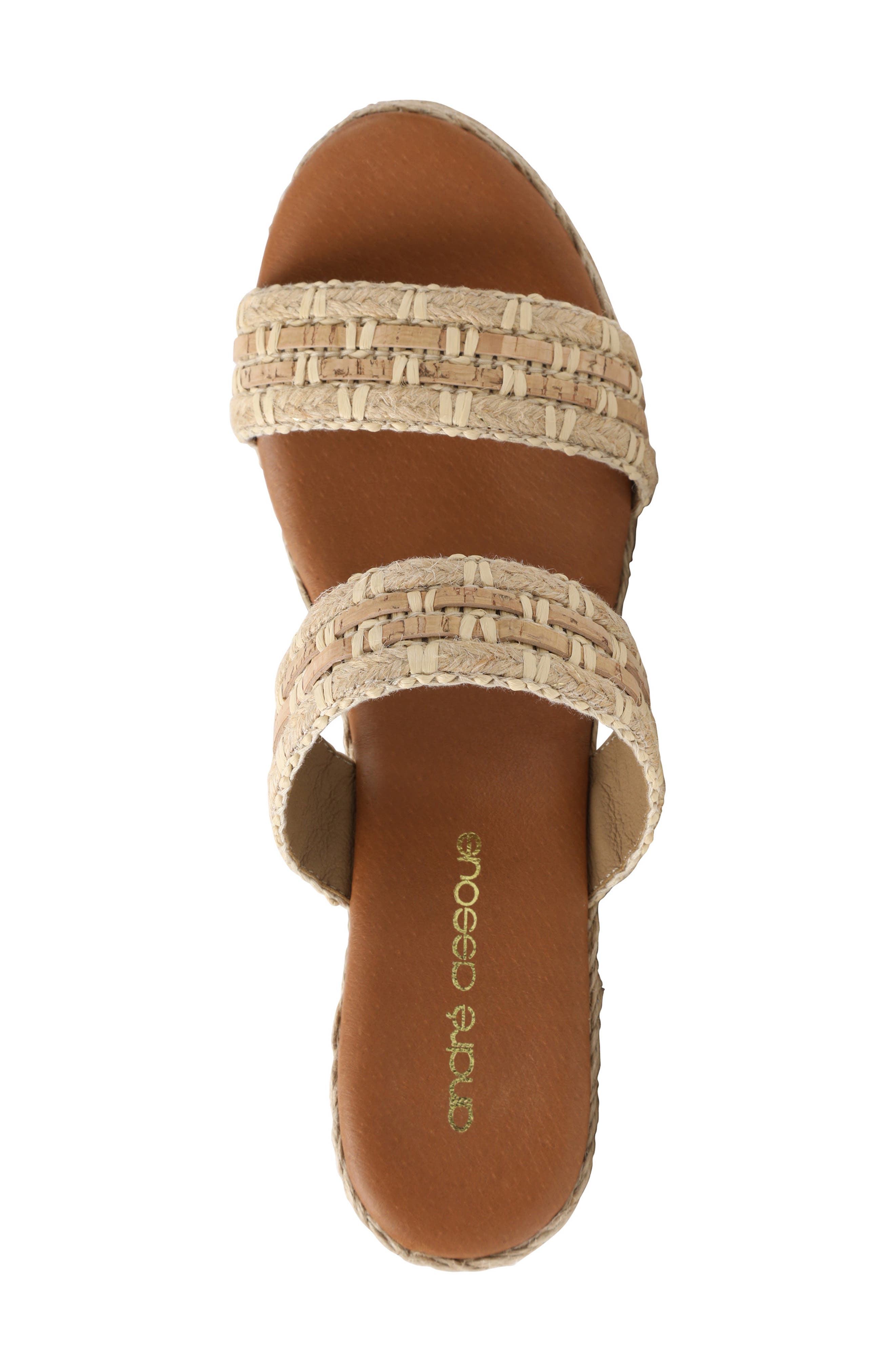 André Assous Nolita Raffia Wedge Slide Sandal, Alternate, color, Sand Fabric