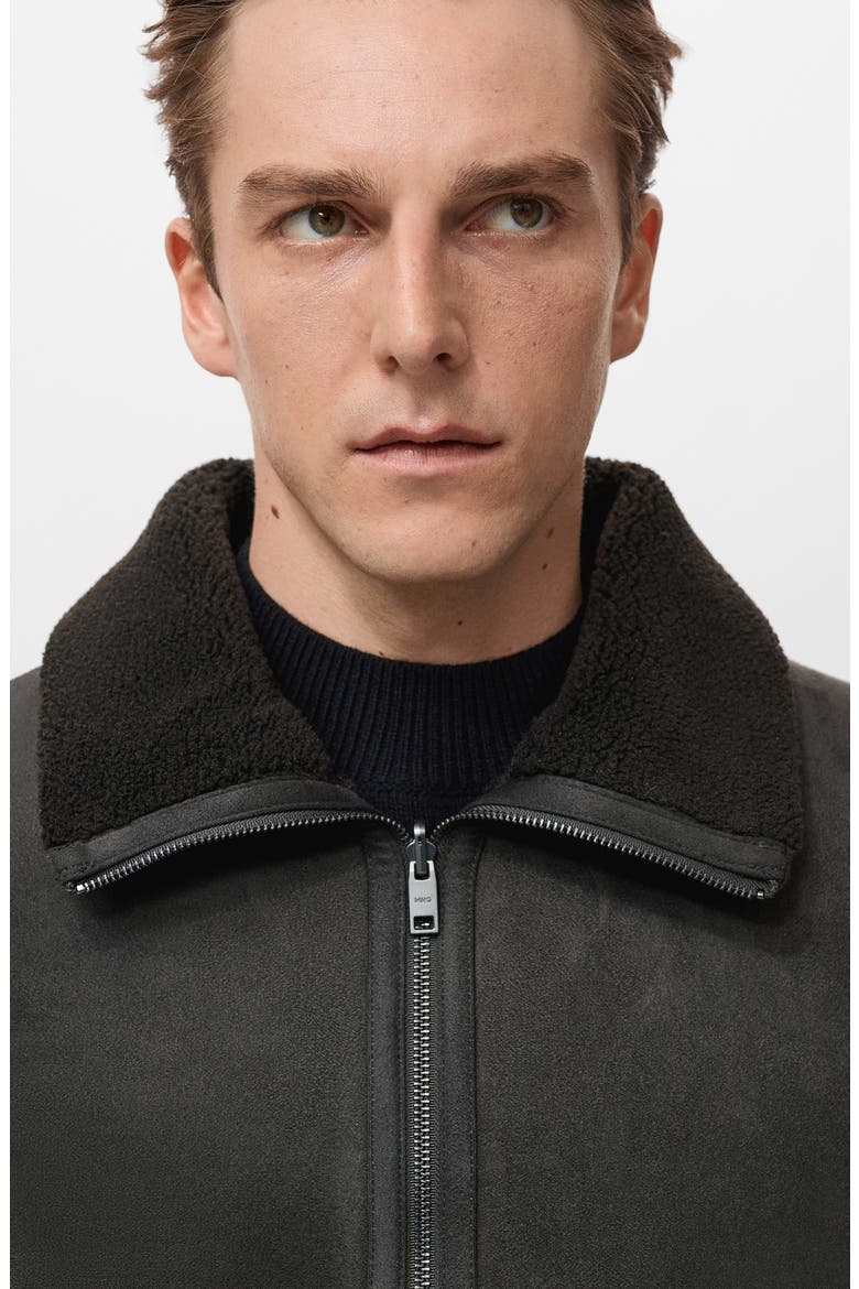 Reversible Faux Leather & Shearling Jacket, Alternate, color, GREY