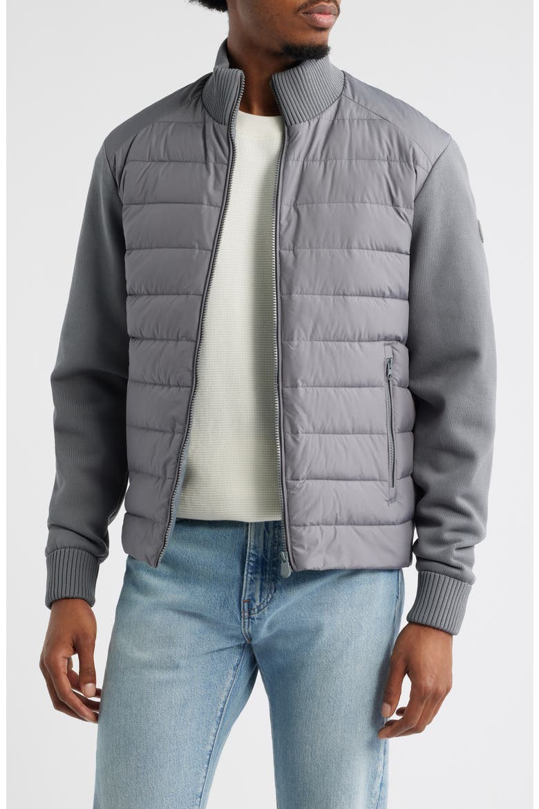 Sedum Water Repellent Mixed Media Jacket, Main, color, MID GREY