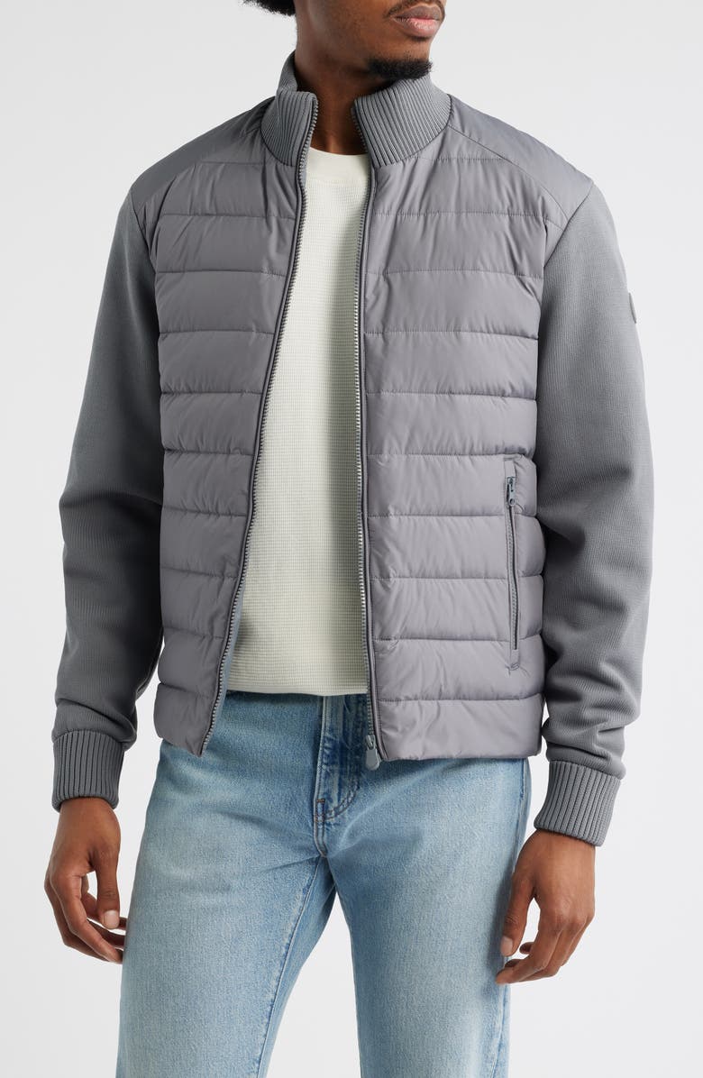 Save The Duck Sedum Water Repellent Mixed Media Jacket, Main, color, Mid Grey