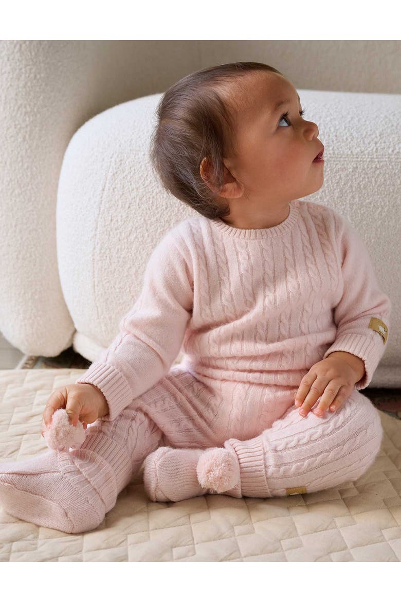 Cashmere Baby Girl Booties, Alternate, color, Pale Pink Melange