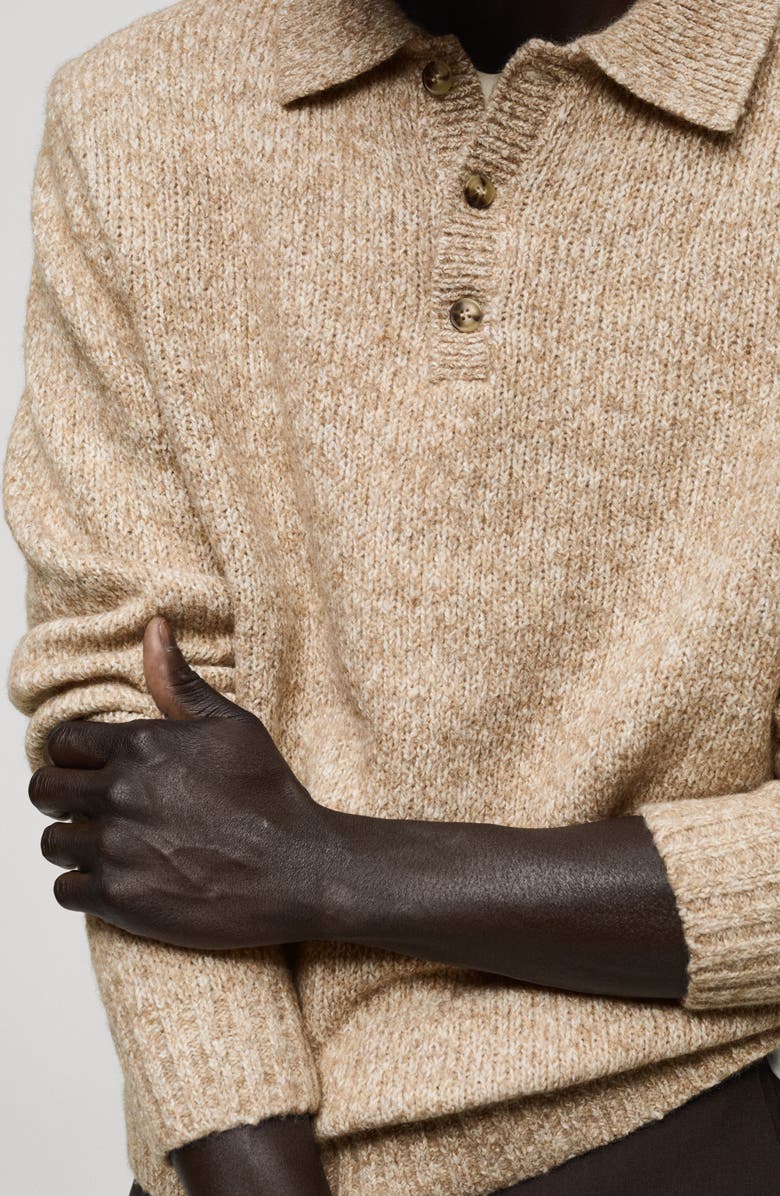 MANGO Marled Long Sleeve Polo Sweater, Alternate, color, 