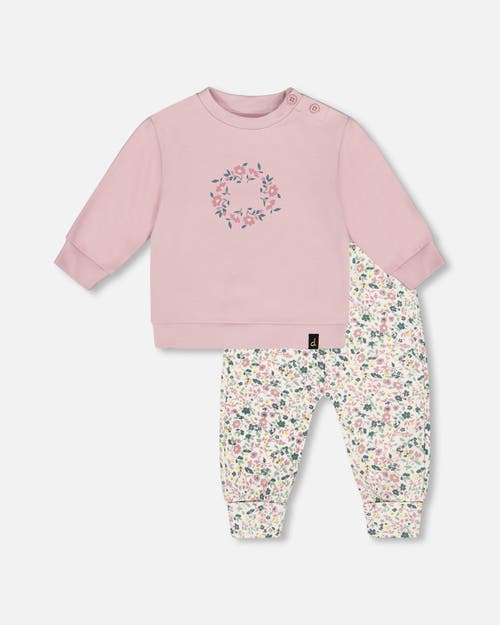 Deux Par Deux Organic Cotton Evolutive Pant And Long Sleeve Top Set In Pink