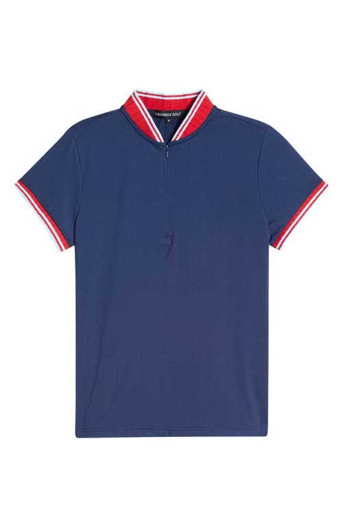 Swannies Tara Tipped Half Zip Polo In Midnight-navy