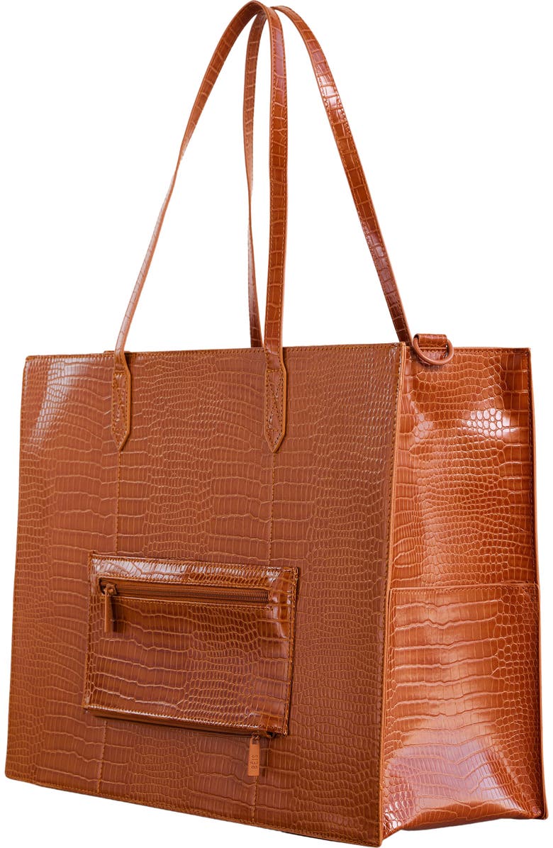 Béis The Large Croc Embossed Work Tote & Laptop Sleeve, Alternate, color,