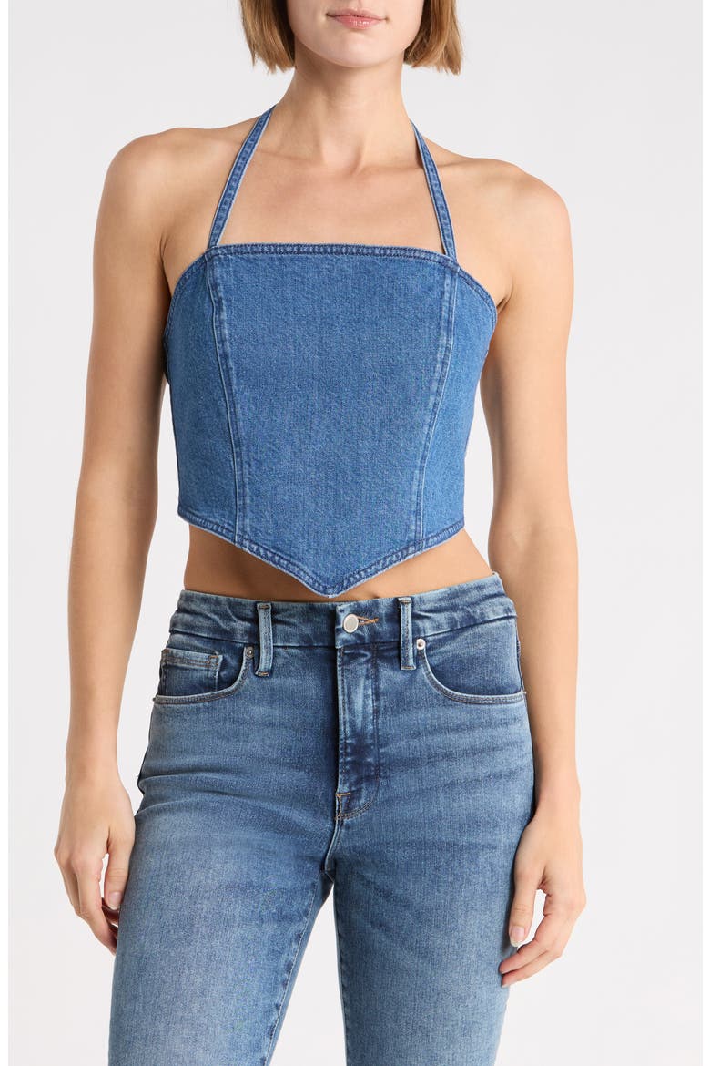 The Recess Denim Halter Top, Main, color, INDIGO
