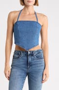 Good American The Recess Denim Halter Top