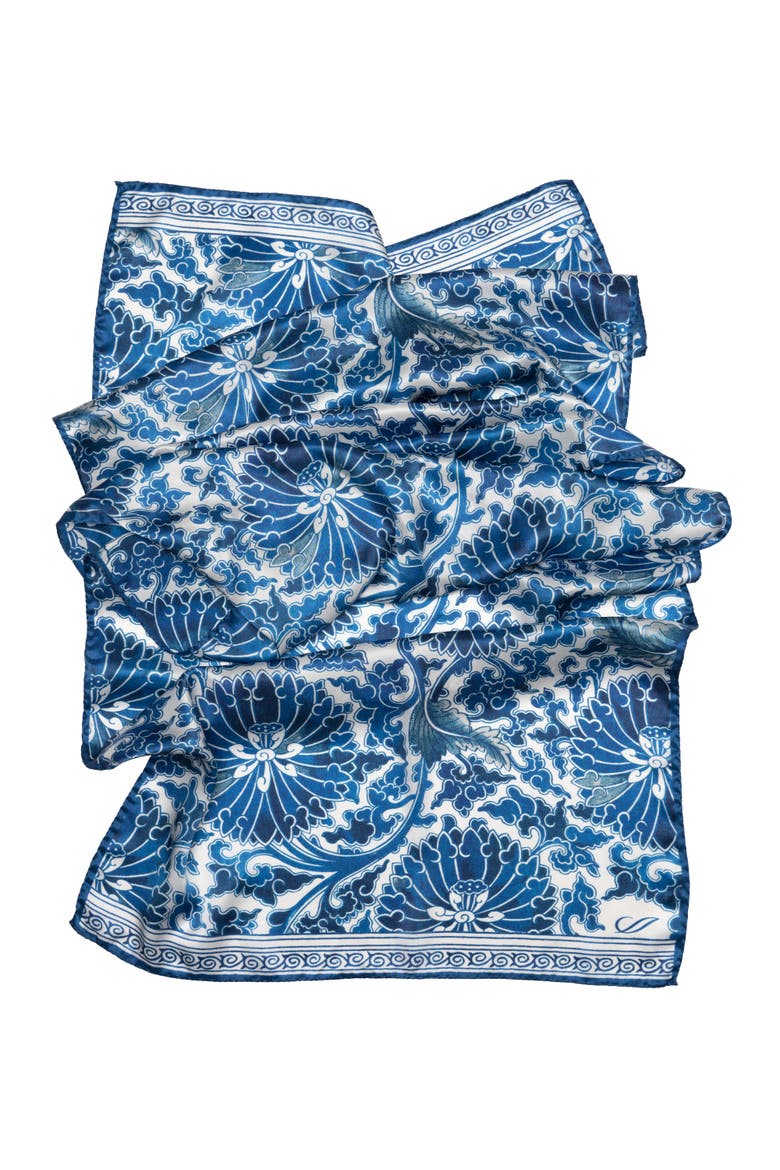 Rosalba - Long Satin Silk Scarf for Women, Alternate, color, Blue