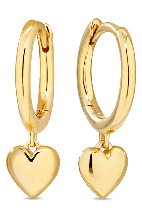 Sweet Heart Drop Hoop Earrings