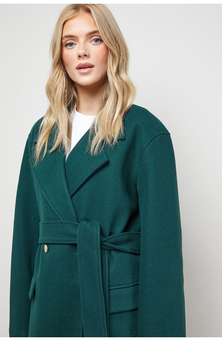 Oasis Tie Belt Detail Midi Coat, Alternate, color, Forest