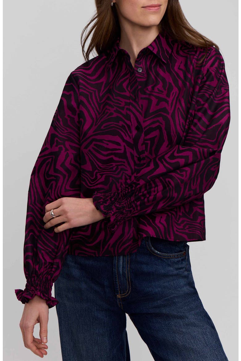 Vivienne Zebra Print Long Sleeve Shirt, Alternate, color, POMEGRANATE RED/ BLACK