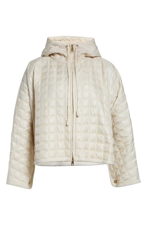 Boxy Quilted Nylon Cape Coat