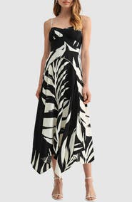Lush Handkerchief Hem Fit and Flare Midi Dress