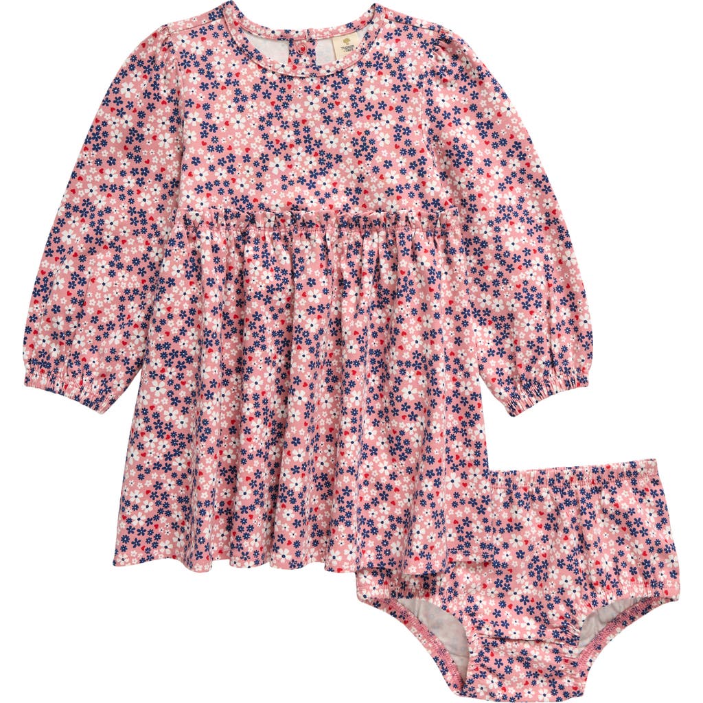 Tucker + Tate Empire Waist Dress & Bloomers Set In Pink Beauty Heart Ditsy