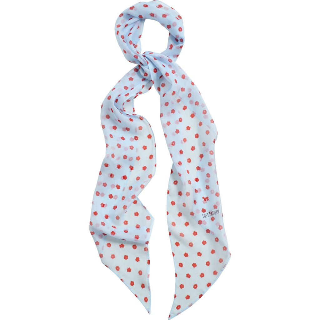 Lost Pattern Nyc Petal Veil Silk Chiffon Neck Scarf In Blue