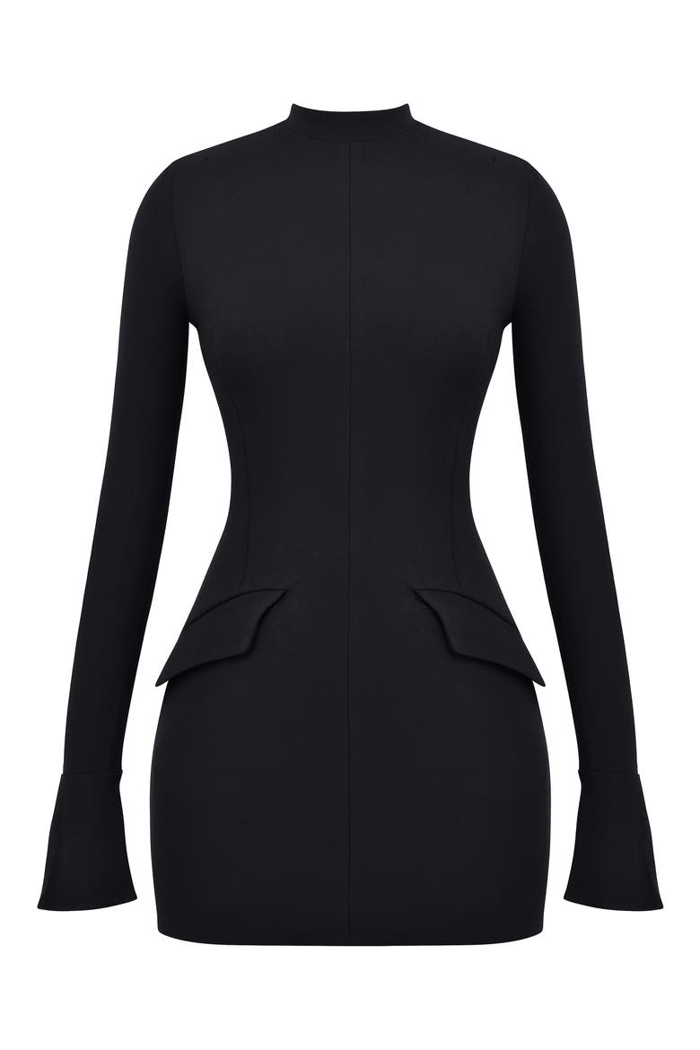 Mahalia Long Sleeve Minidress, Alternate, color, BLACK