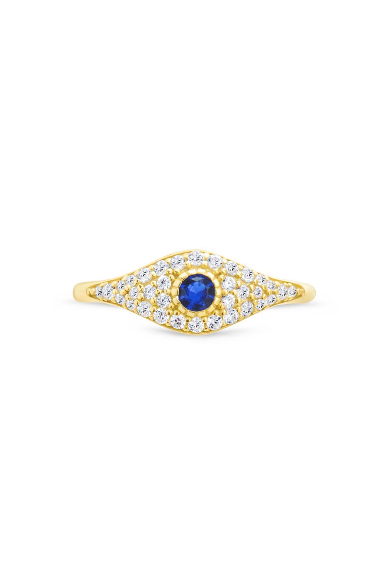 Mozzie Cubic Zirconia Evil Eye Ring, Alternate, color, GOLD