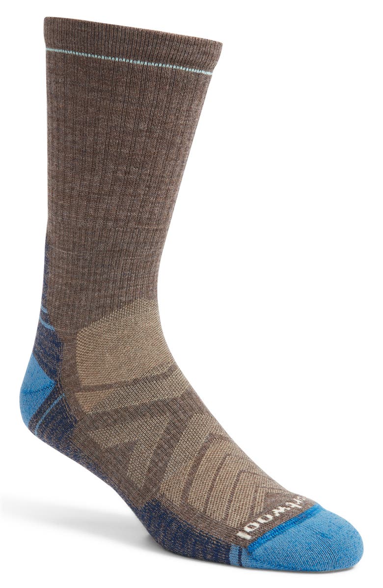 Smartwool Hike Light Cushioning Merino Wool Blend Crew Socks, Main, color, Taupe-Laguna Blue