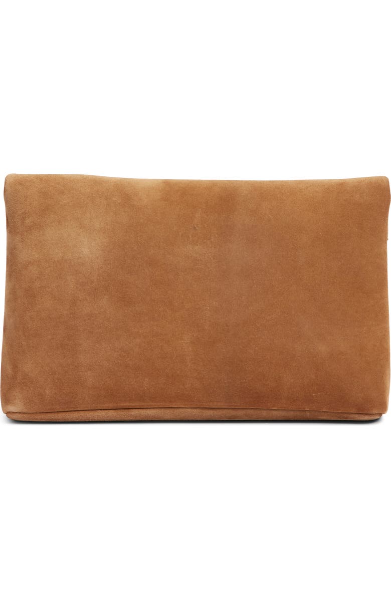 Saint Laurent Large Cassandre Suede Envelope Clutch, Alternate, color, Golden Leaf