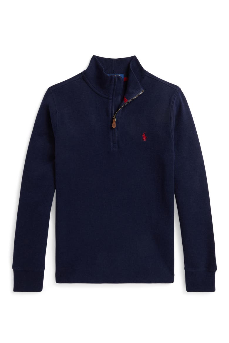 Kids' Estate Rib Quarter Zip Pullover Sweater, Main, color, REFINED NAVY