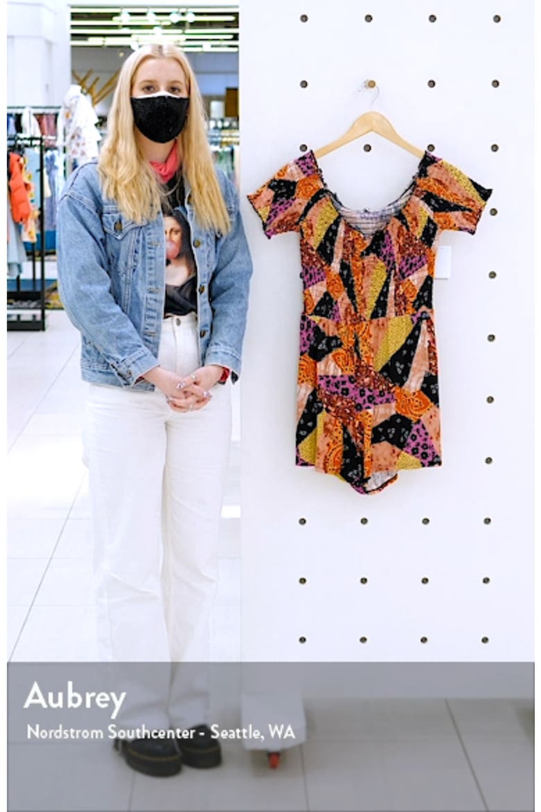 Off the Shoulder Smocked Rib Romper video