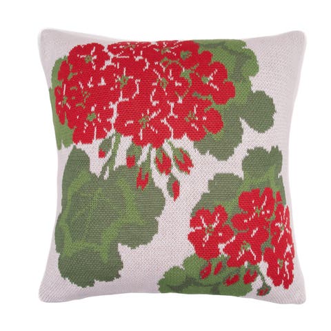 Red Geranium Indoor/Outdoor Knit Accent Throw Pillow  20" x 20"